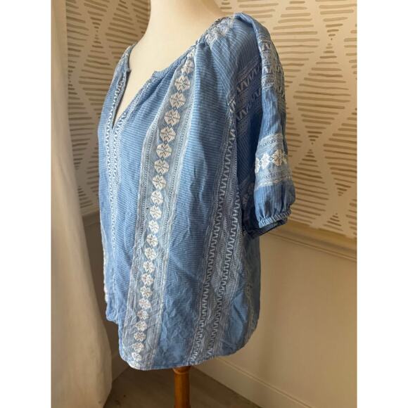 Ivy Jane Women’s XL Blue Over the Border Embroidered Top Blouse - Picture 4 of 9